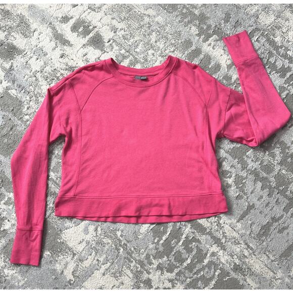 Sweaty Betty After Class Crop Sweatshirt Crewneck Organic Cotton Dark Pink Small - Picture 10 of 10